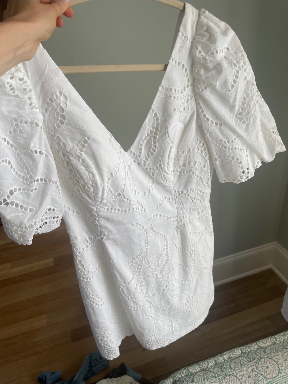 Lilly Pulitzer White Eyelet V-Neck Puff Sleeve Dress
